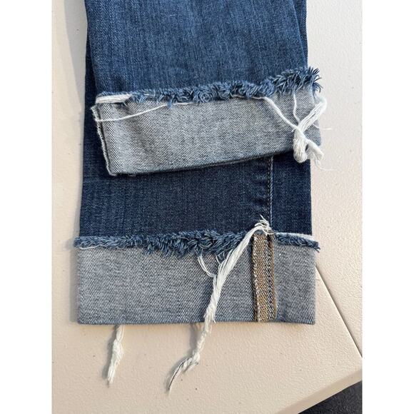 Joe's Jeans The Icon midrise skinny crop blue stretch denim cuffed raw hem Sz 30 - Picture 4 of 10